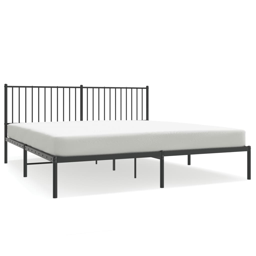 Sengeramme i metall med sengegavl svart 180x200 cm