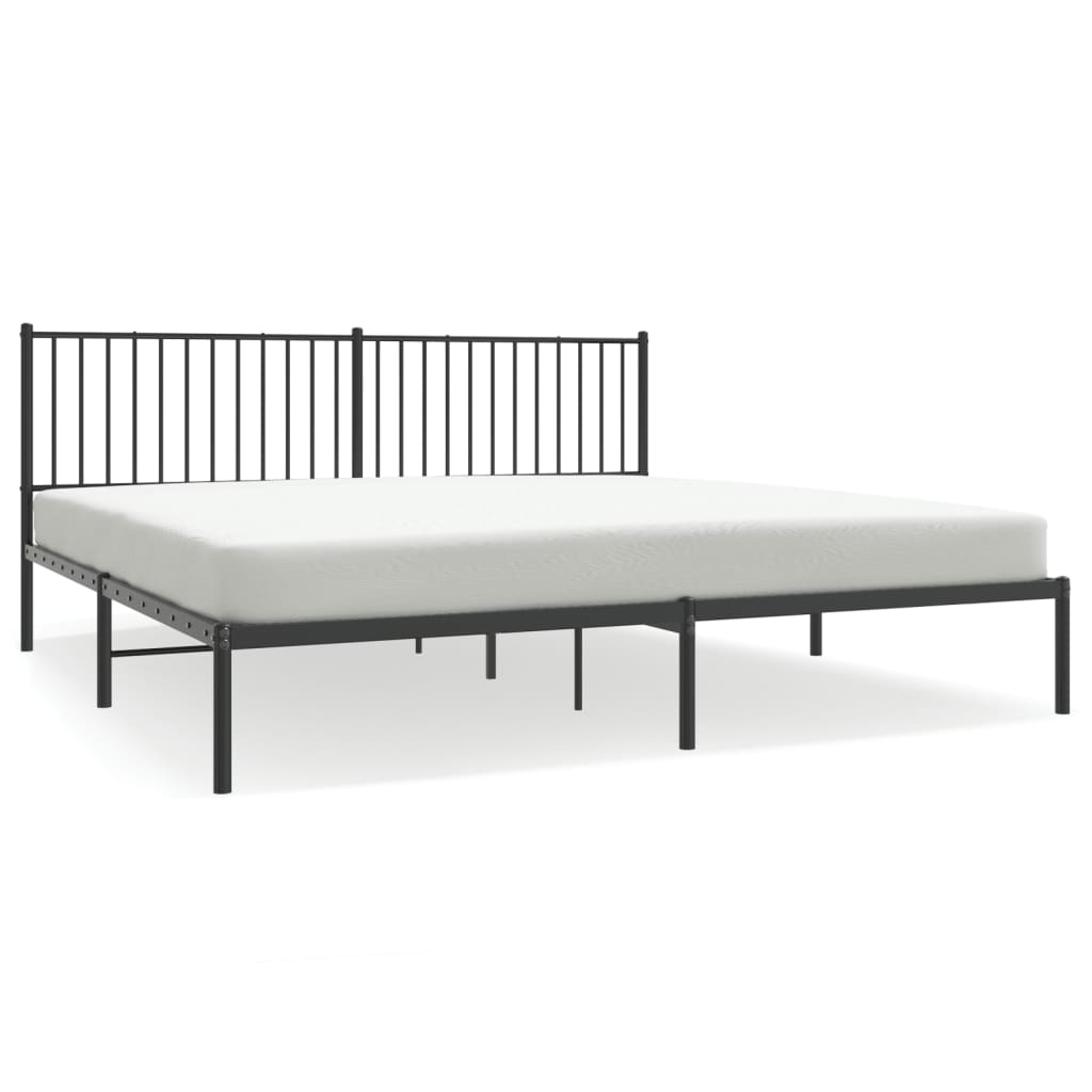 Sengeramme i metall med sengegavl svart 193x203 cm