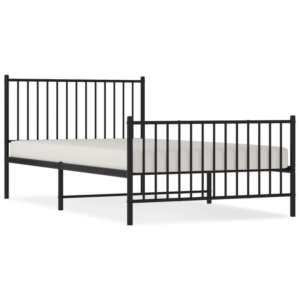 Sengeramme i metall med hode- og fotgavl svart 107x203 cm