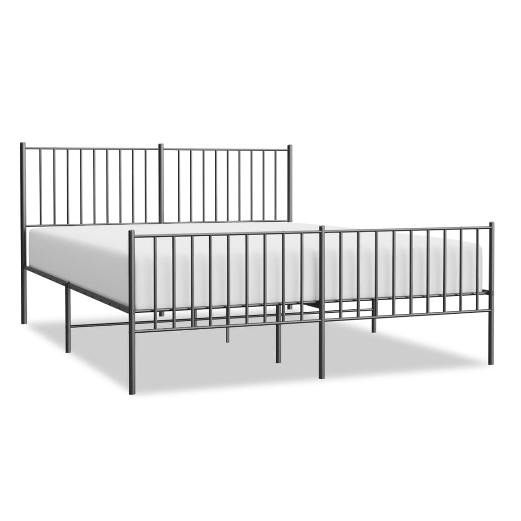 Sengeramme i metall uten madrass med fotgavl svart 160x200 cm