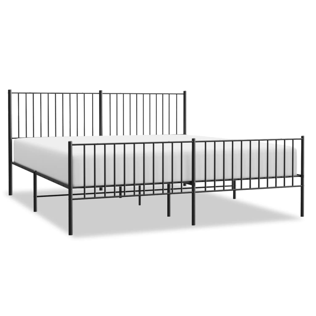 Sengeramme i metall med hode- og fotgavl svart 183x213 cm
