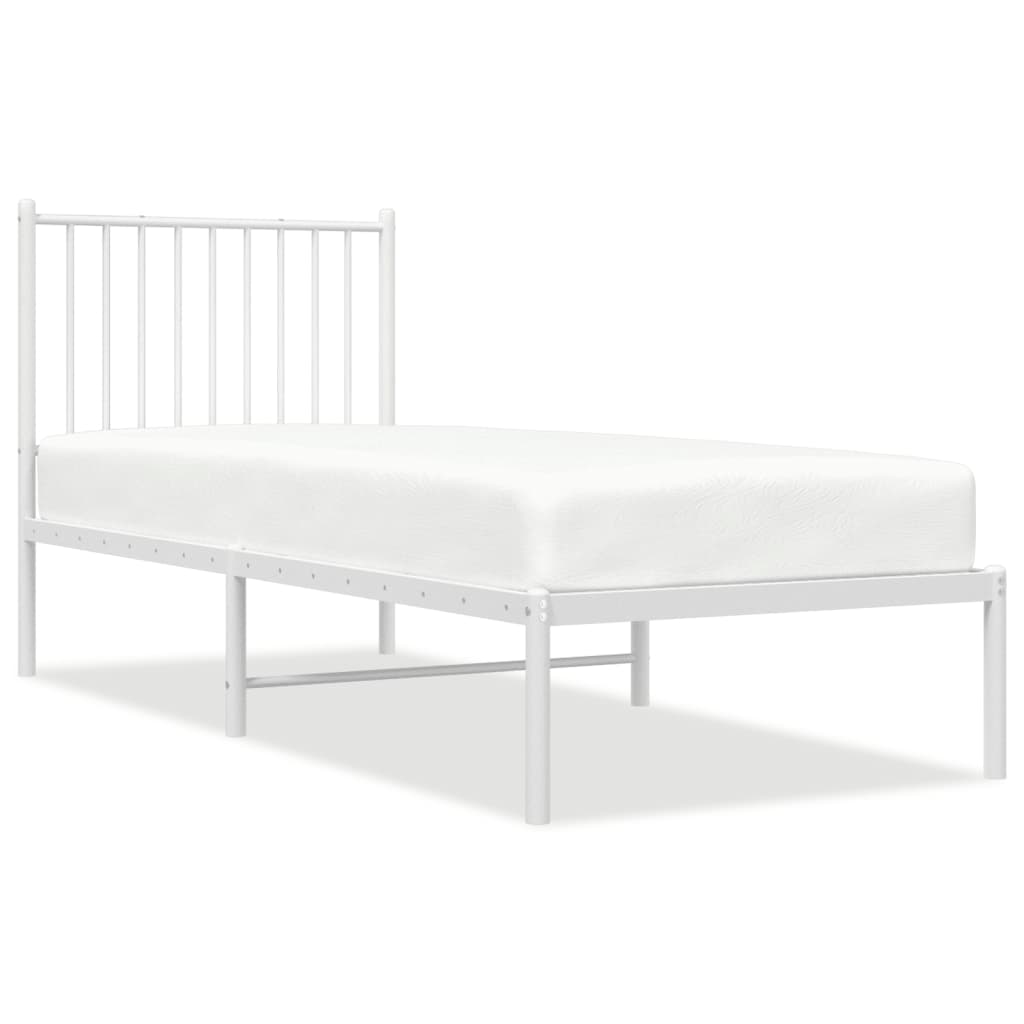 Sengeramme i metall med hodegavl hvit 75x190 cm