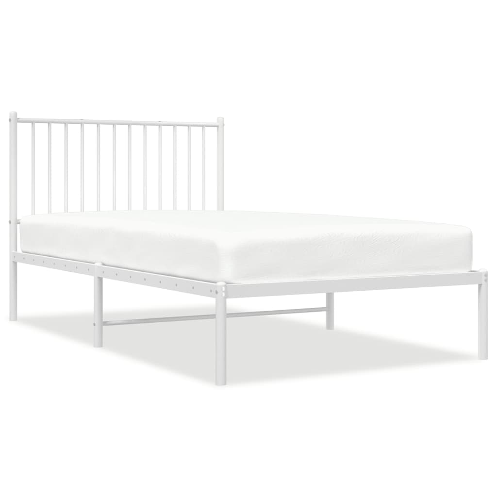 Sengeramme i metall med hodegavl hvit 100x190 cm