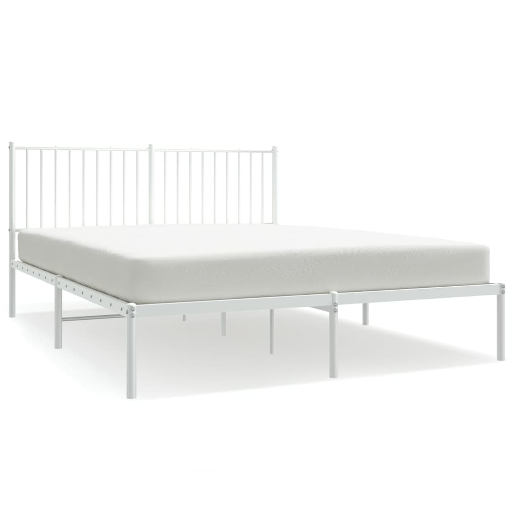 Sengeramme i metall med sengegavl hvit 150x200 cm