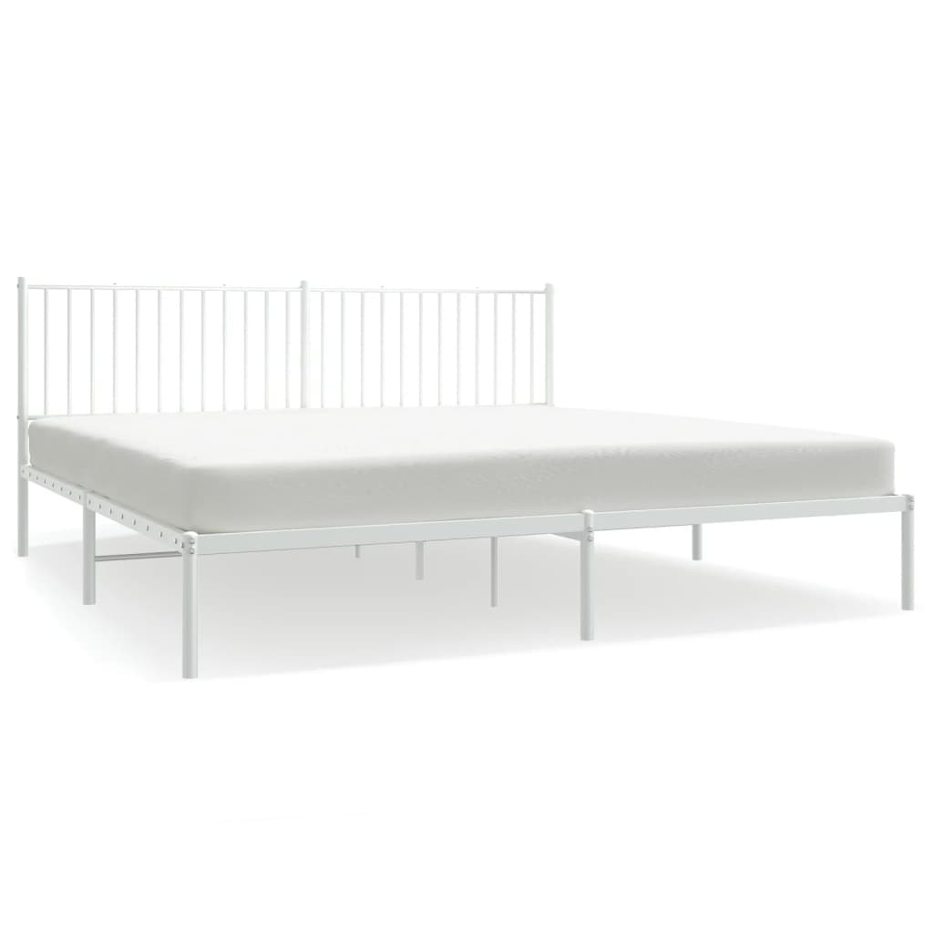 Sengeramme i metall med hodegavl hvit 193x203 cm