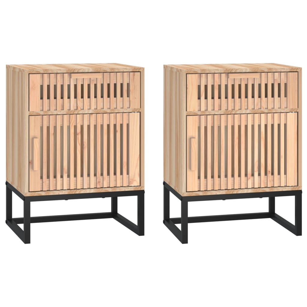 Nattbord 2 stk hvit 40x30x55,5 cm konstruert tre og jern