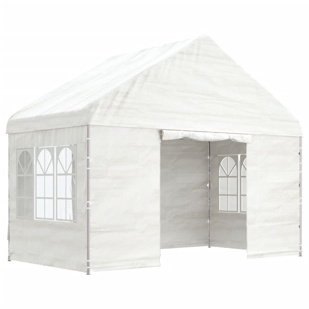 Paviljong med tak hvit 4,08x2,23x3,22 m polyetylen