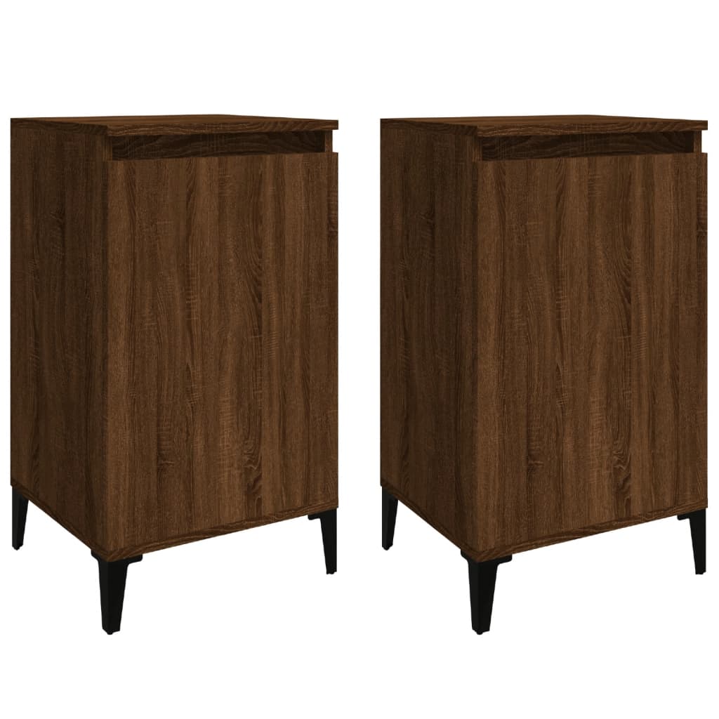 Nattbord 2 stk brun eik 40x35x70 cm konstruert tre