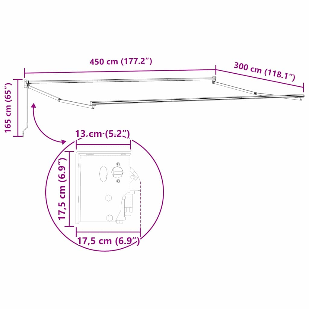 Markise Hvit 4,5 × 3 m Metall