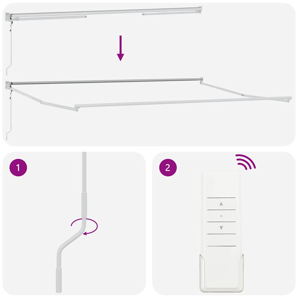 Markise Hvit 5 x 3 m Metall