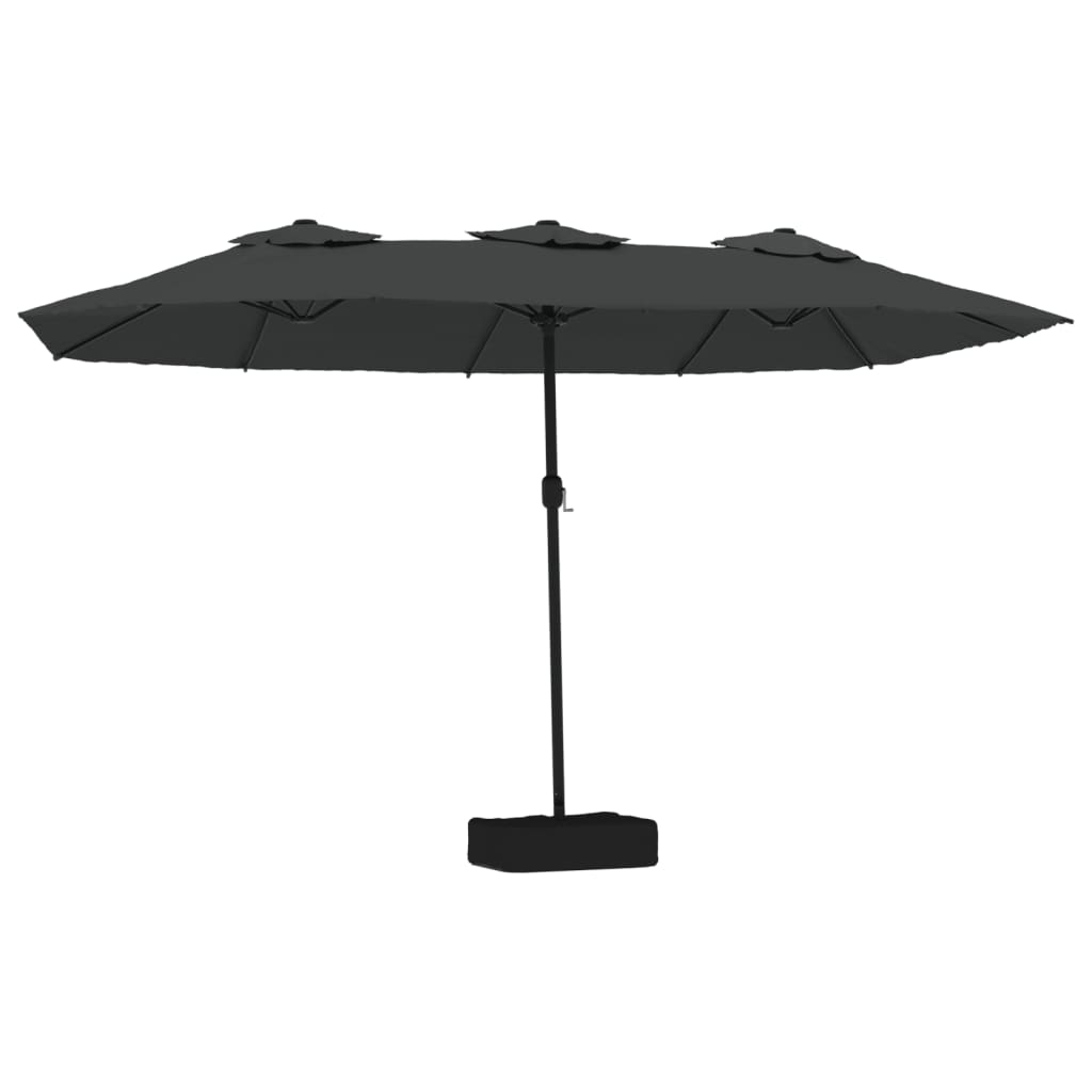Hageparasoll dobbelt hode med LED antrasitt 449x245 cm
