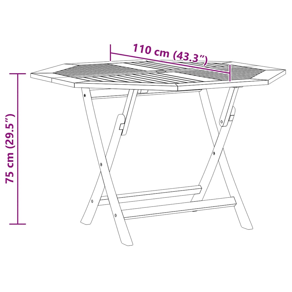 Sammenleggbart hagebord 110x110x75 cm heltre teak