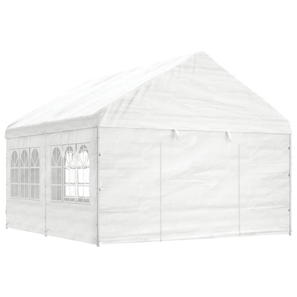 Paviljong med tak hvit 4,46x4,08x3,22 m polyetylen