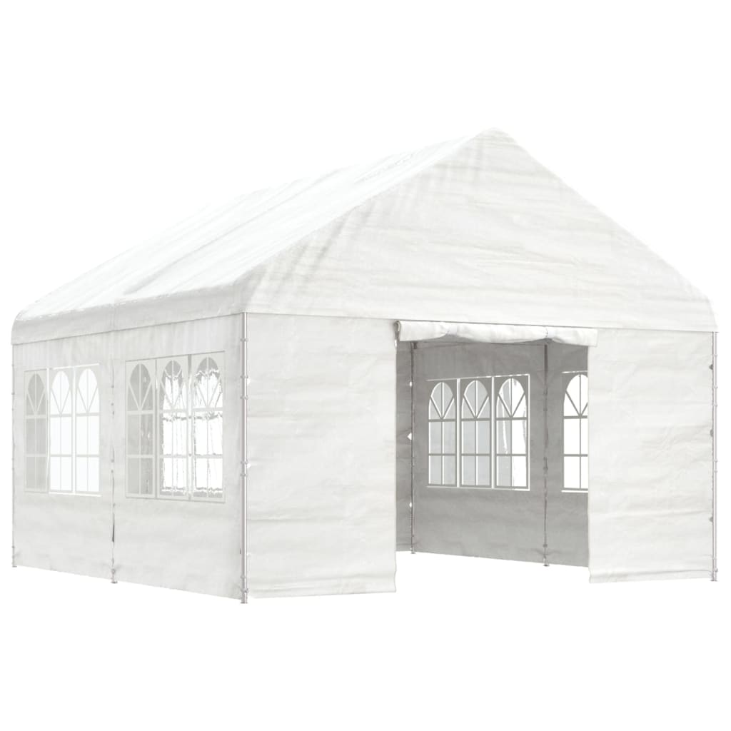 Paviljong med tak hvit 4,46x4,08x3,22 m polyetylen
