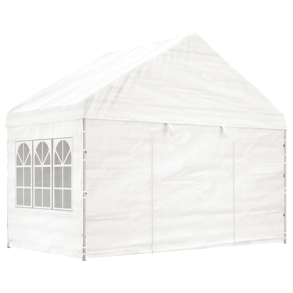 Paviljong med tak hvit 4,46x4,08x3,22 m polyetylen