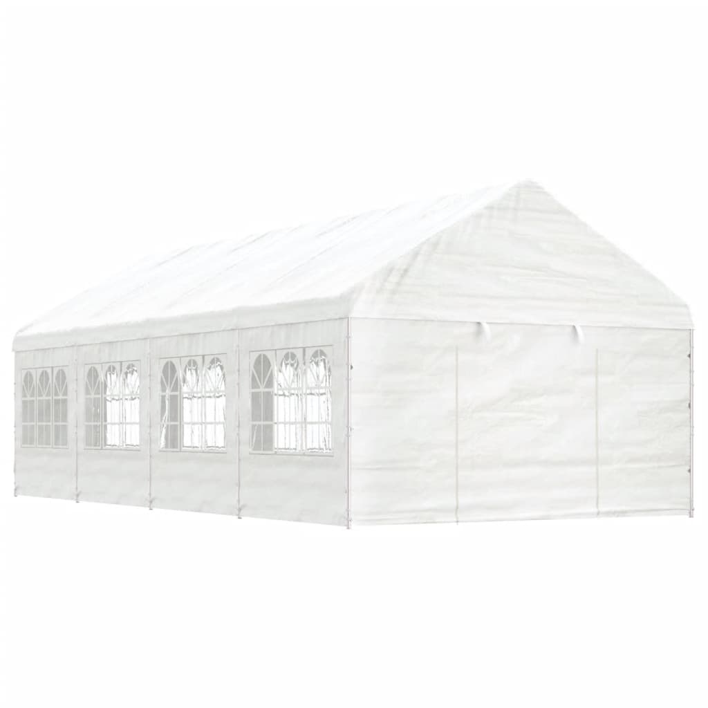 Paviljong med tak hvit 8,92x4,08x3,22 m polyetylen
