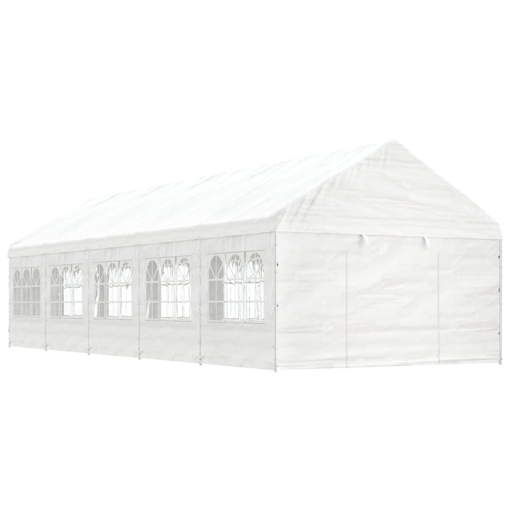 Paviljong med tak hvit 11,15x4,08x3,22 m polyetylen