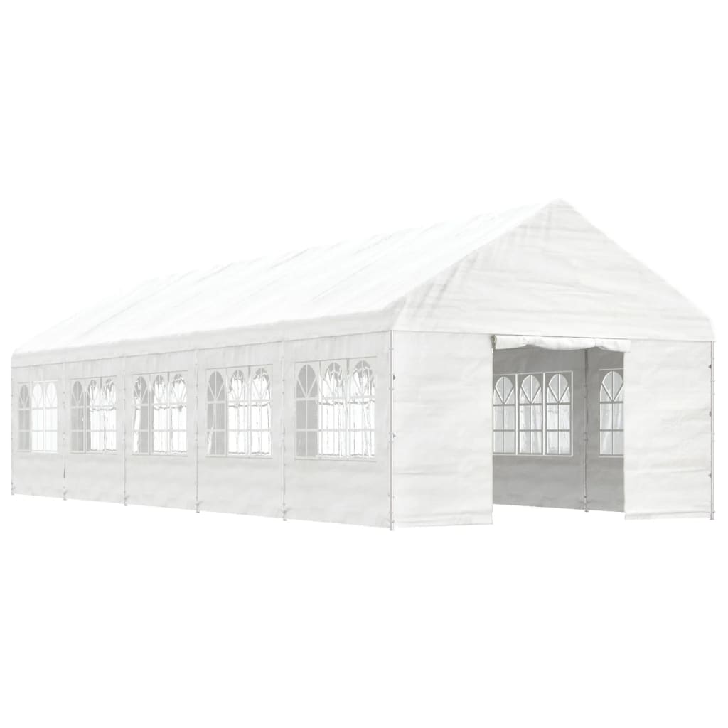 Paviljong med tak hvit 11,15x4,08x3,22 m polyetylen