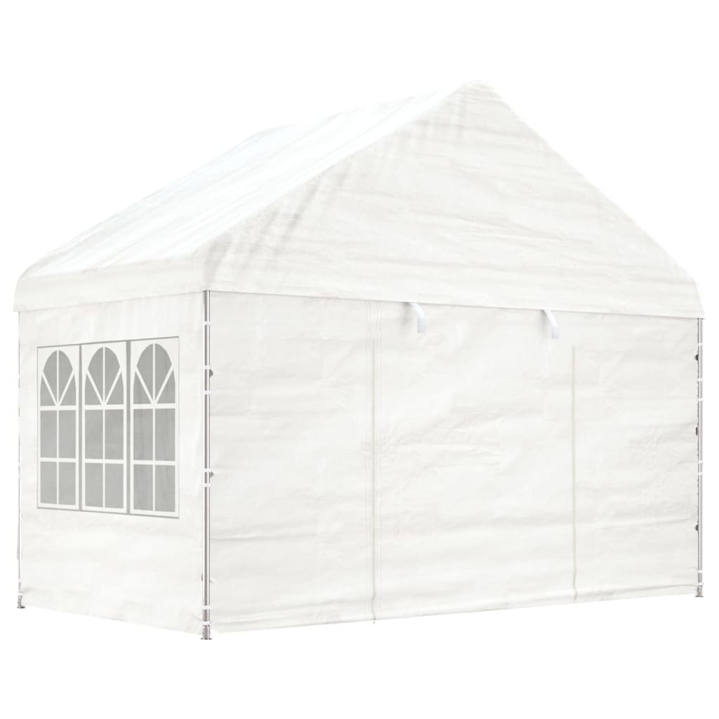 Paviljong med tak hvit 11,15x4,08x3,22 m polyetylen
