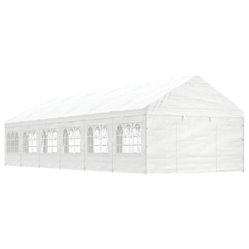 Paviljong med tak hvit 13,38x4,08x3,22 m polyetylen