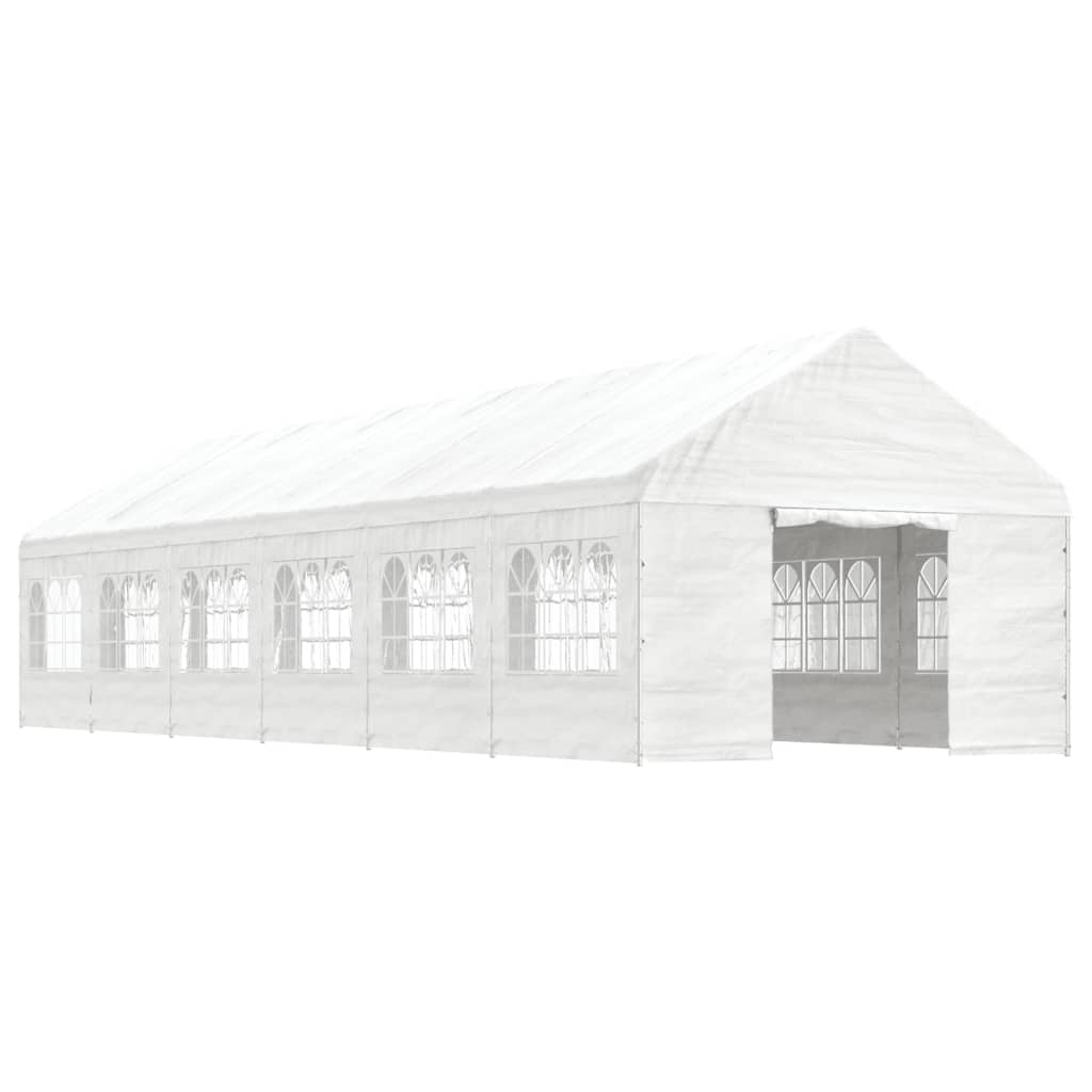 Paviljong med tak hvit 13,38x4,08x3,22 m polyetylen