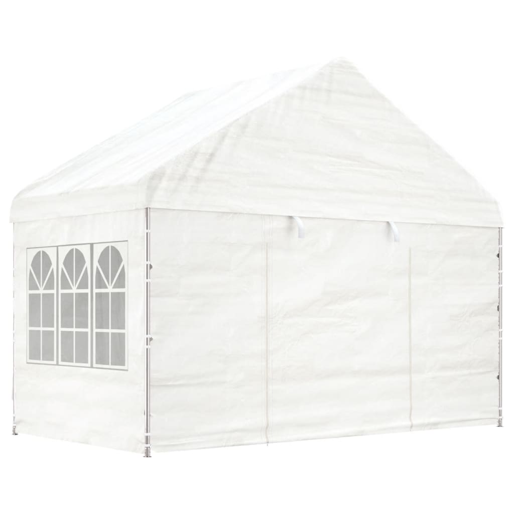 Paviljong med tak hvit 17,84x4,08x3,22 m polyetylen