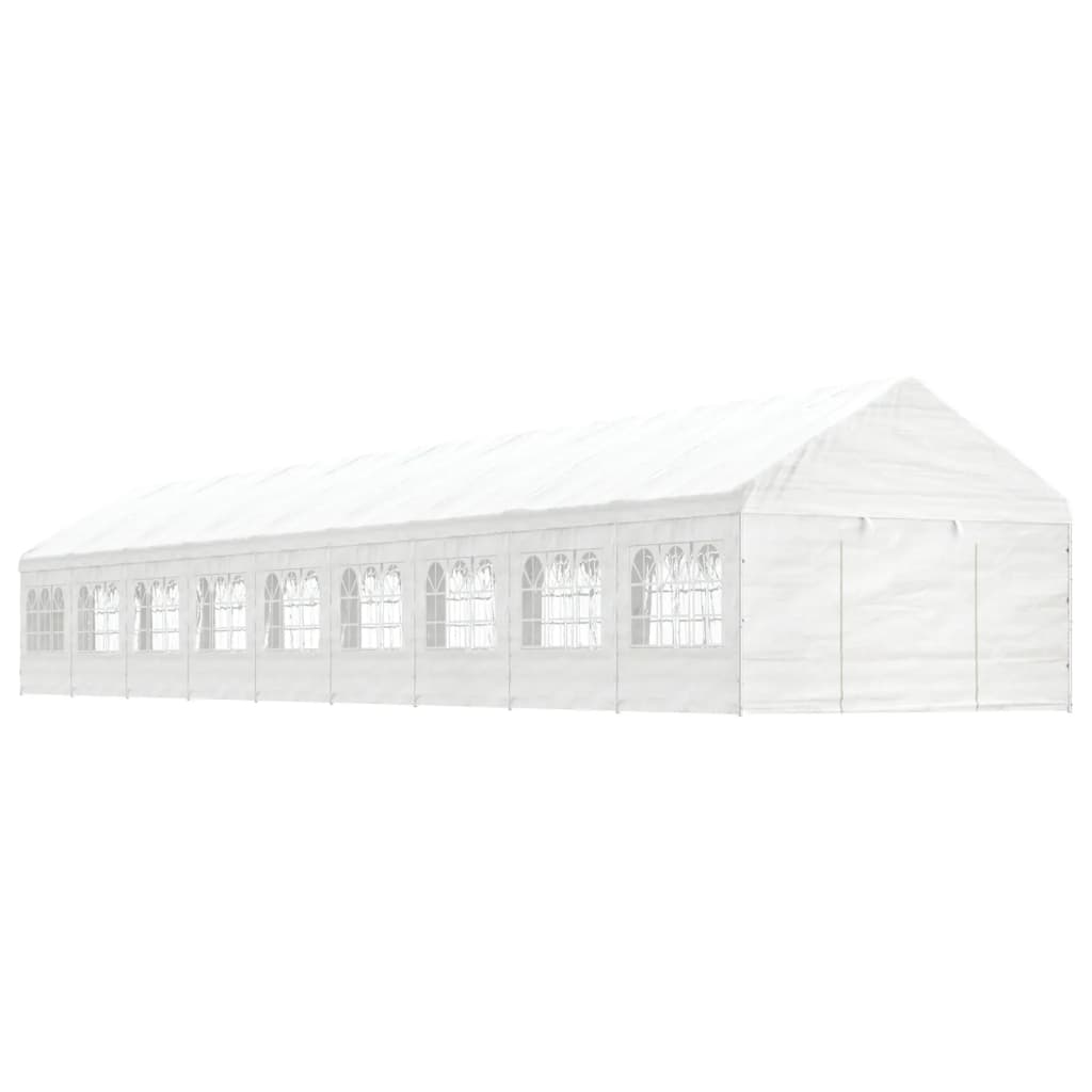 Paviljong med tak hvit 20,07x4,08x3,22 m polyetylen