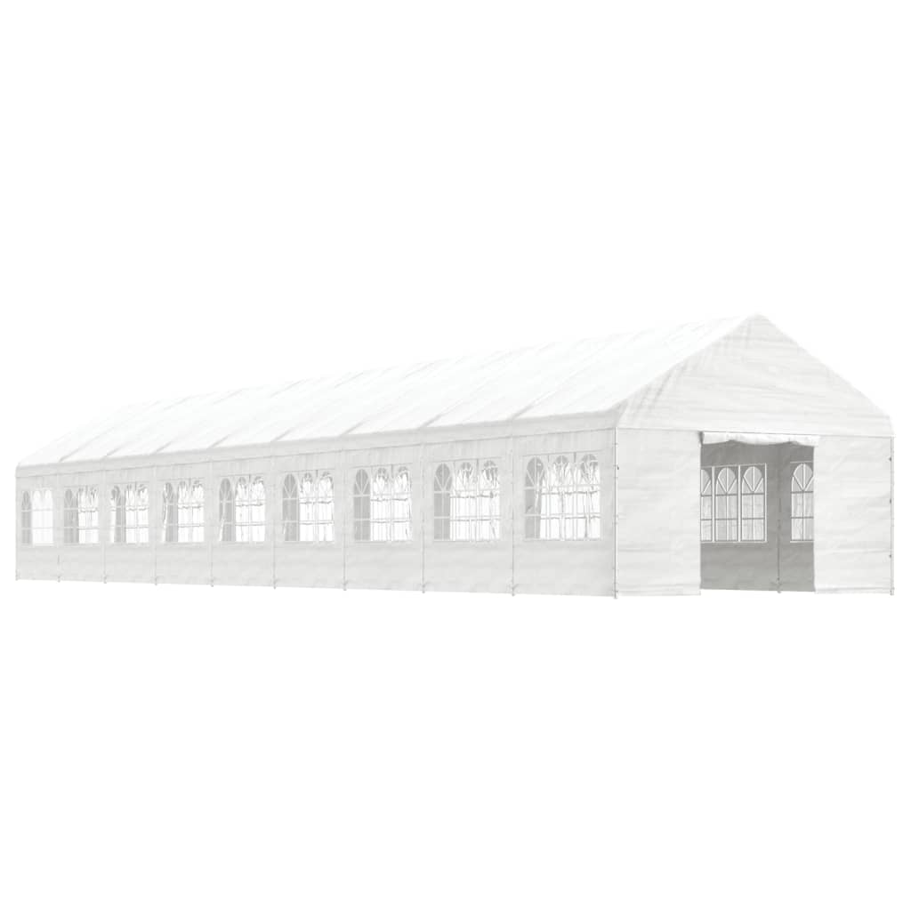 Paviljong med tak hvit 20,07x4,08x3,22 m polyetylen