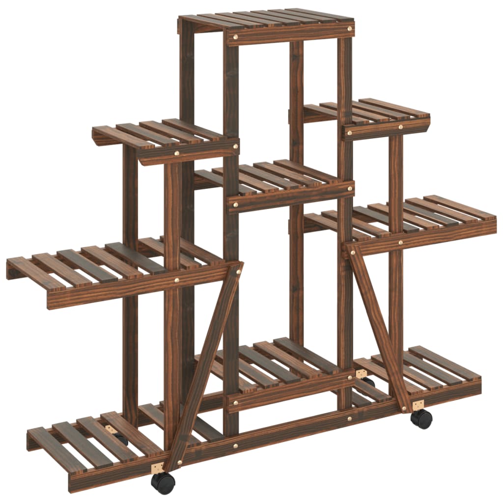 Blomsterstativ med hjul 110x25x101 cm heltre gran