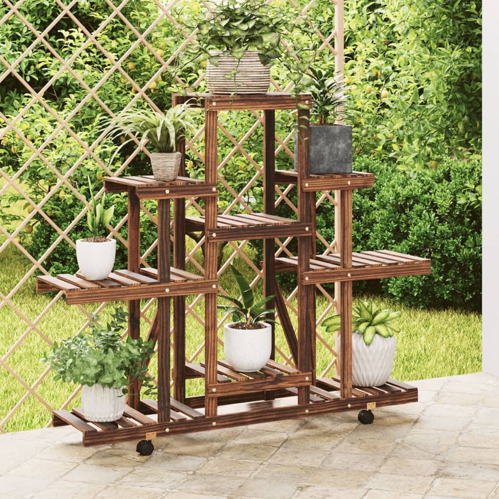 Blomsterstativ med hjul 110x25x101 cm heltre gran