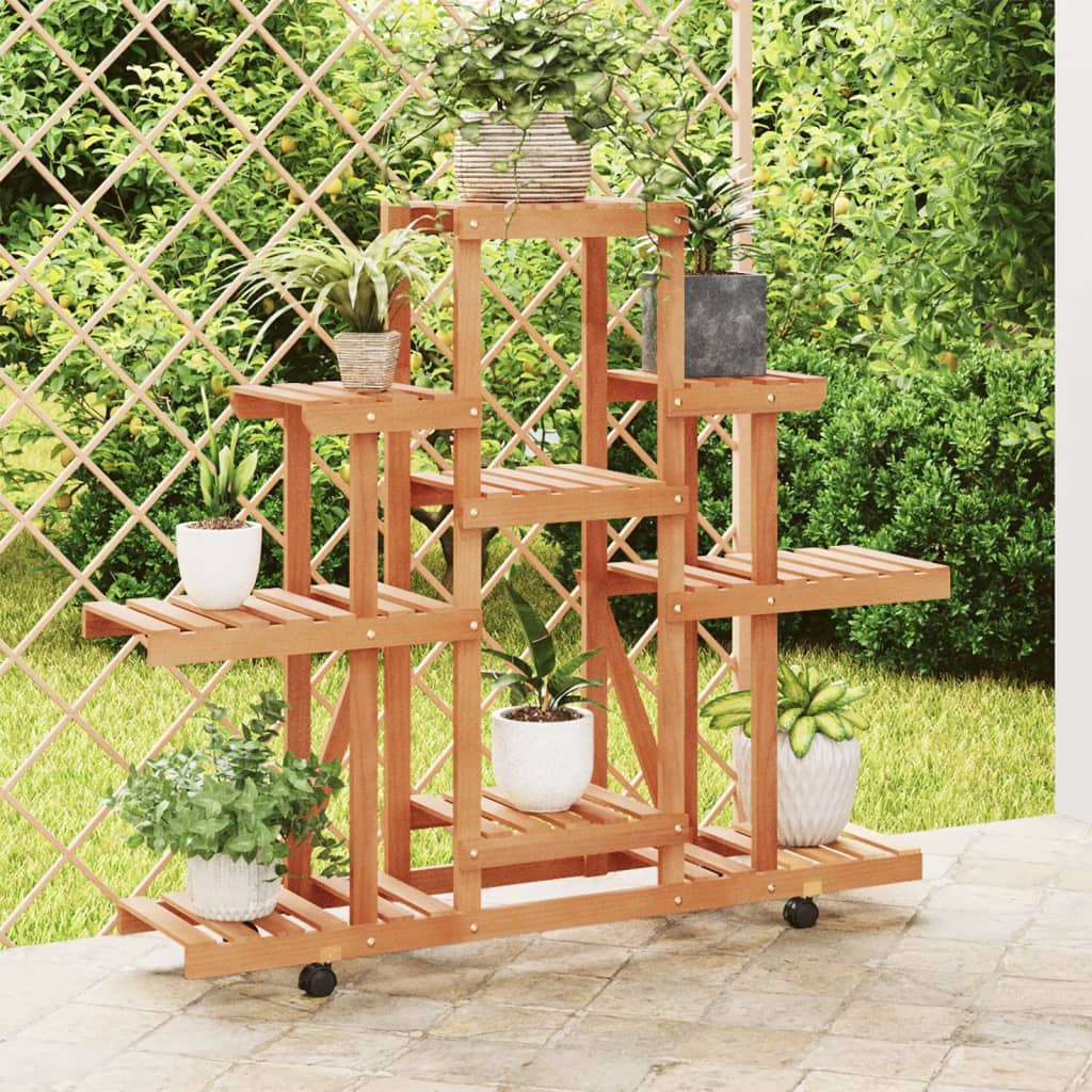 Blomsterstativ med hjul 110x25x101 cm heltre gran