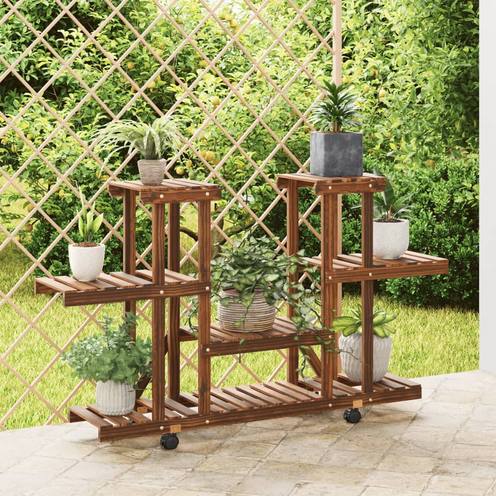 Blomsterstativ med hjul 110x25x78 cm heltre gran