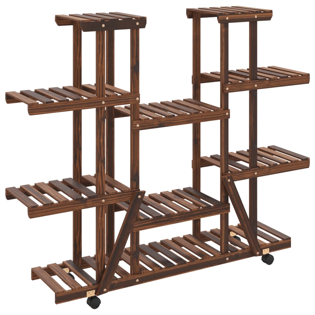 Blomsterstativ med hjul 110x25x115 cm heltre gran