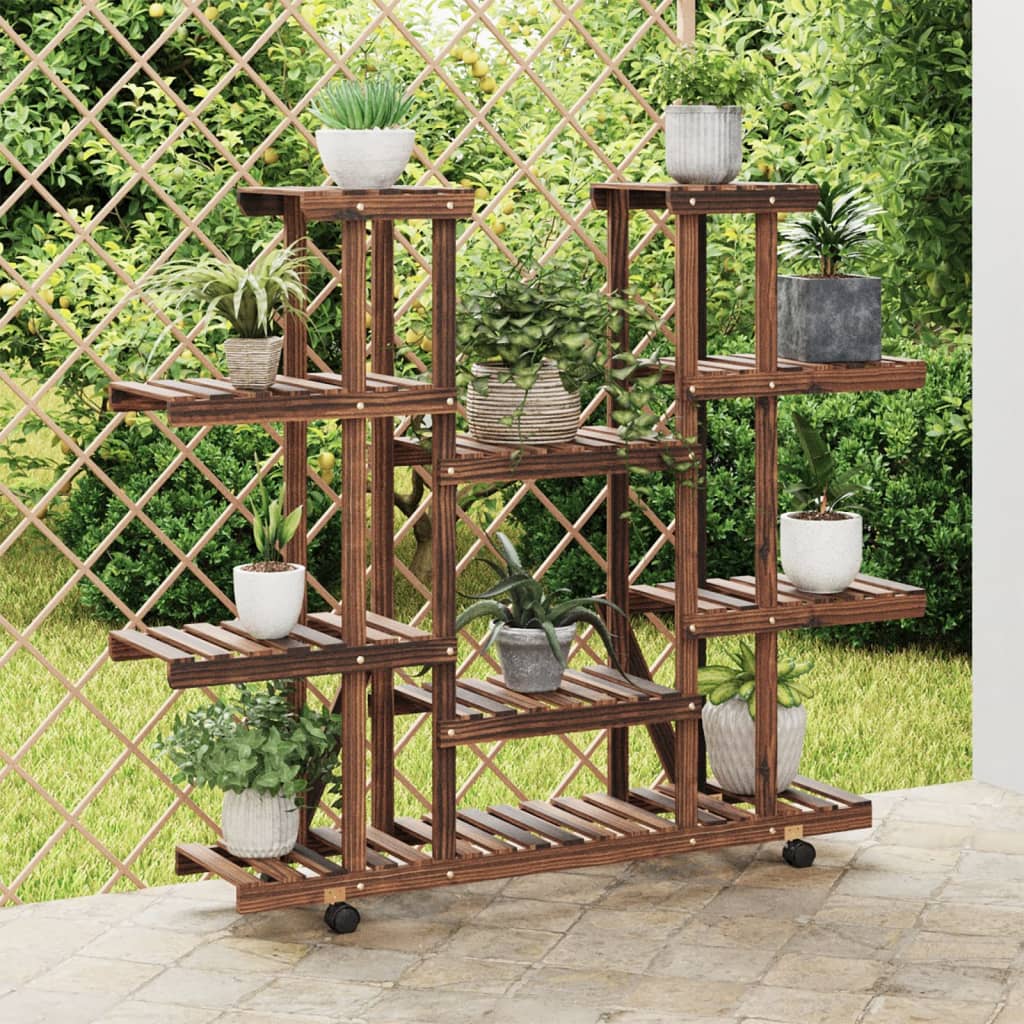 Blomsterstativ med hjul 110x25x115 cm heltre gran