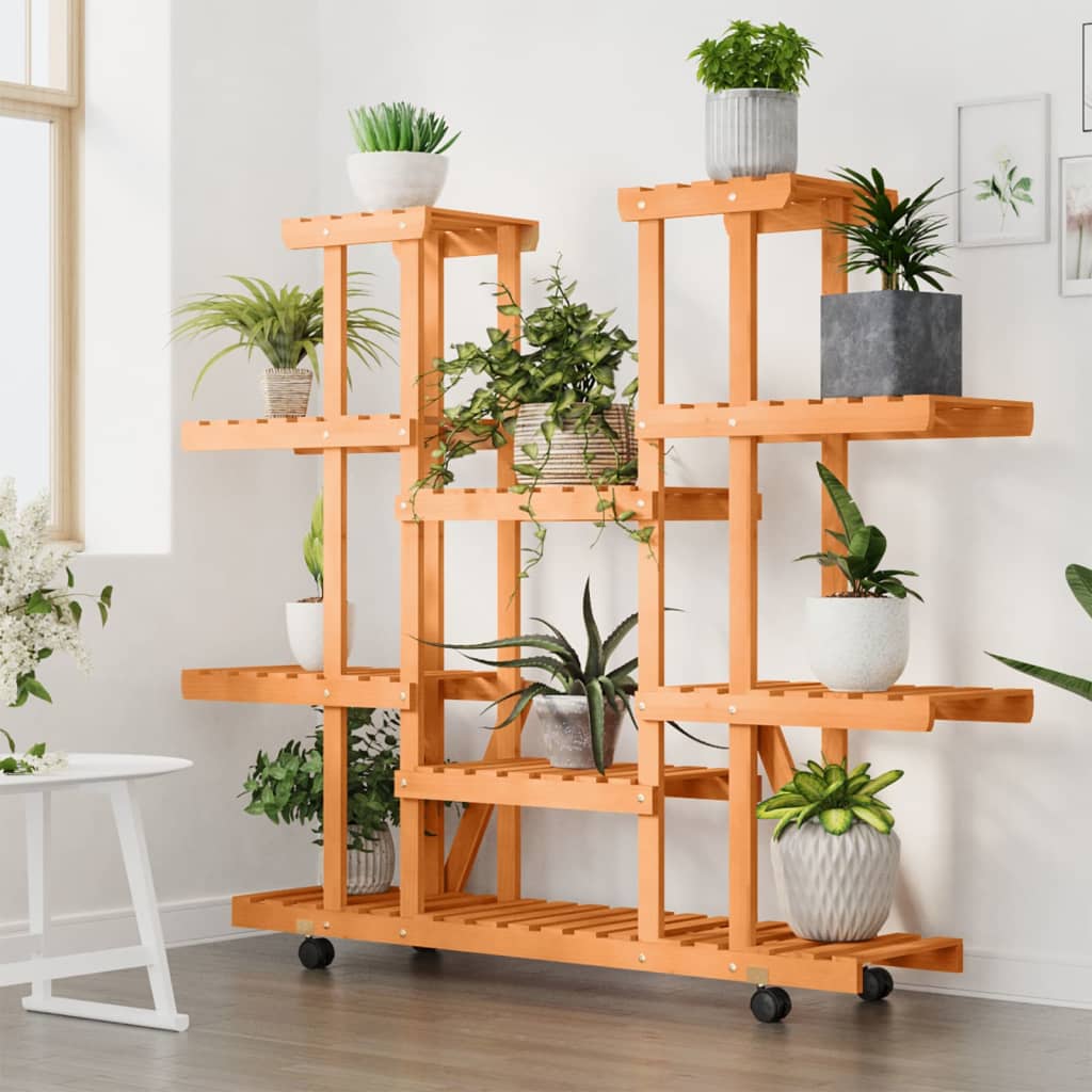 Blomsterstativ med hjul 110x25x115 cm heltre gran