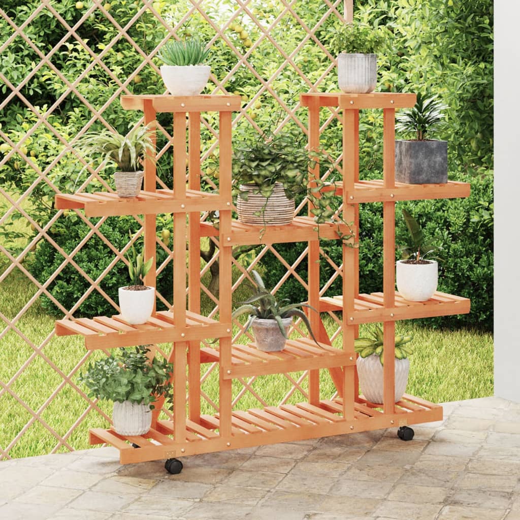 Blomsterstativ med hjul 110x25x115 cm heltre gran