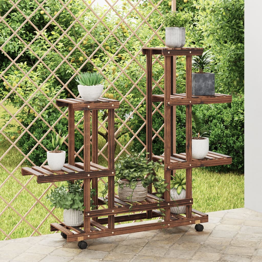 Blomsterstativ med hjul 95x25x101 cm heltre gran