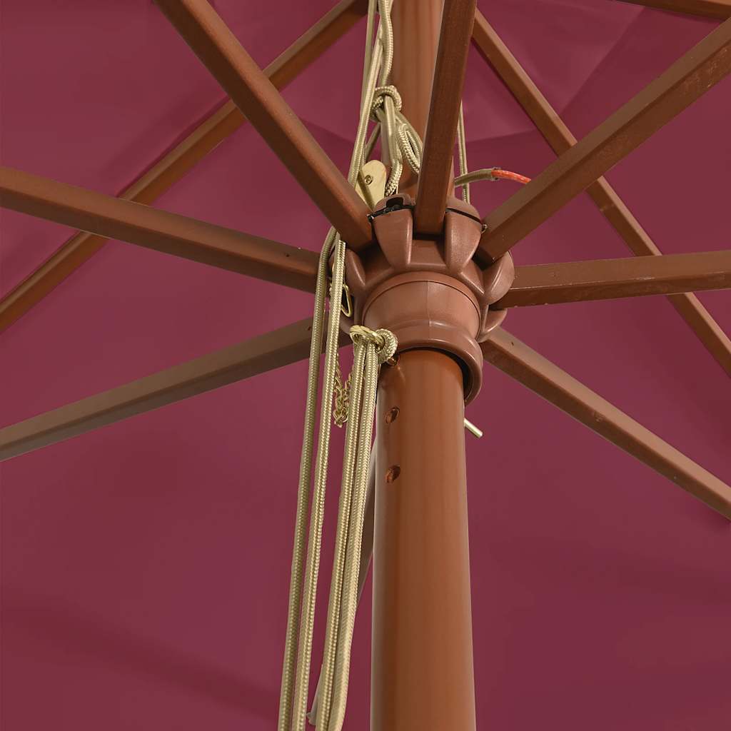 Hageparasoll med trestang vinrød 400x273 cm