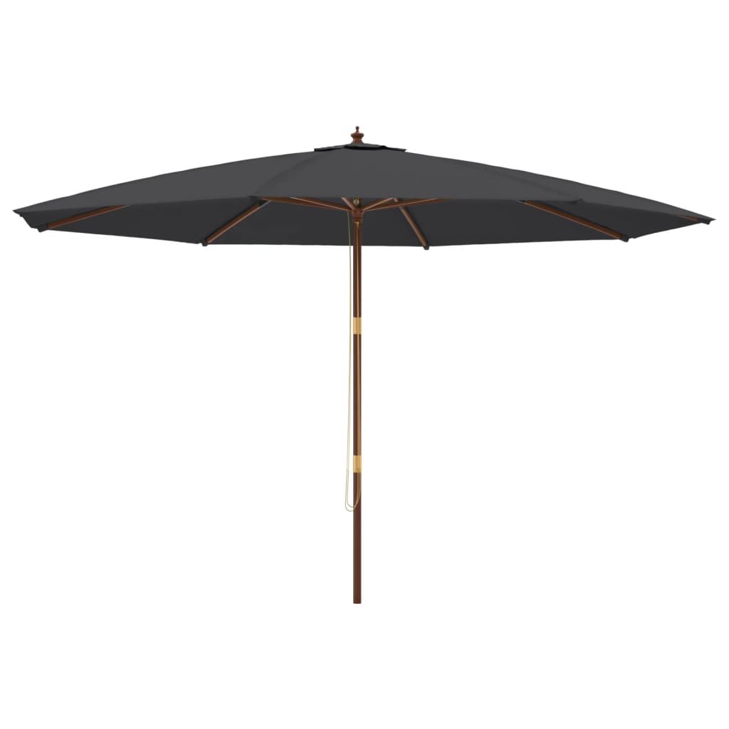 Hageparasoll med trestang svart 400x273 cm