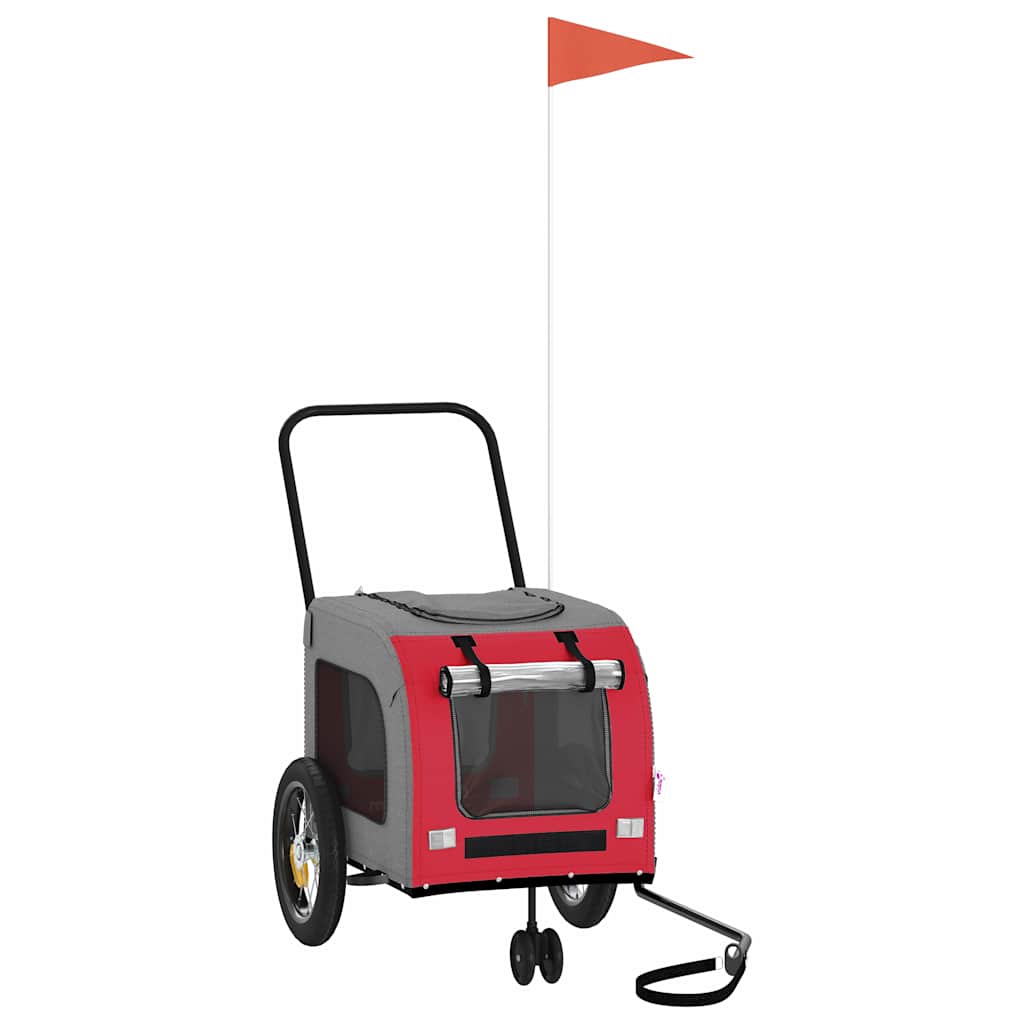 Sykkelvogn for kjæledyr Rød og grå 124,5 x 63,5 x 53 cm