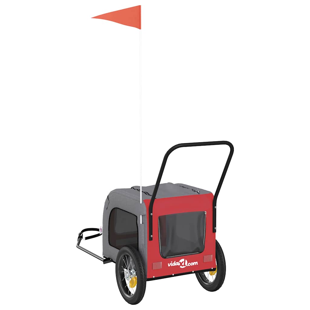 Sykkelvogn for kjæledyr Rød og grå 124,5 x 63,5 x 53 cm