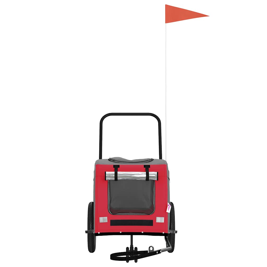 Sykkelvogn for kjæledyr Rød og grå 124,5 x 63,5 x 53 cm