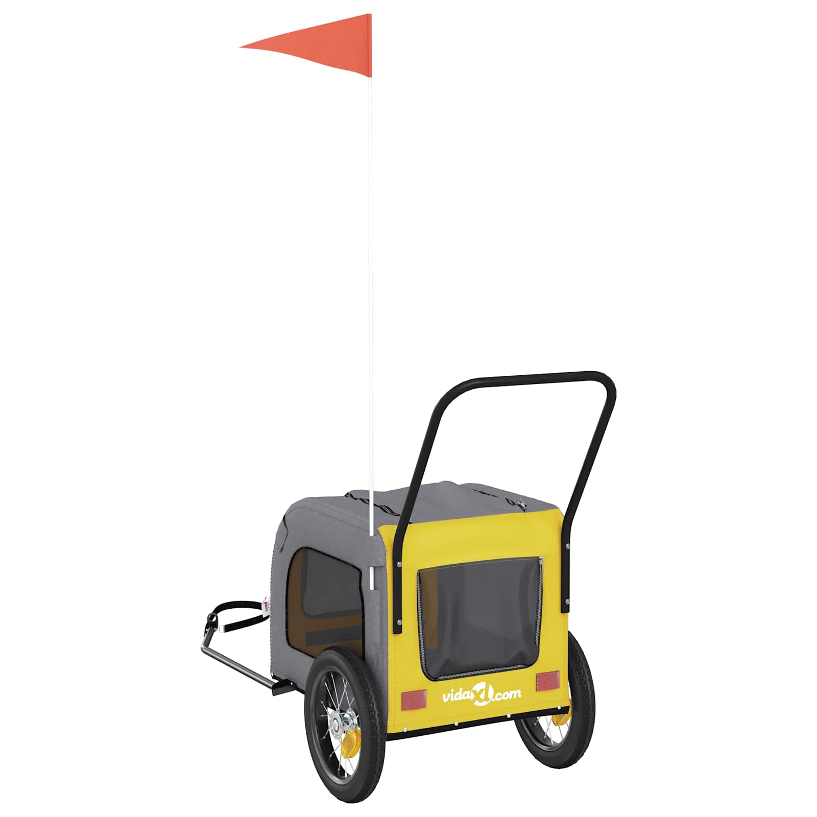 Sykkelvogn for kjæledyr med lagring Gul og Grå 125 x 53 x 54 cm