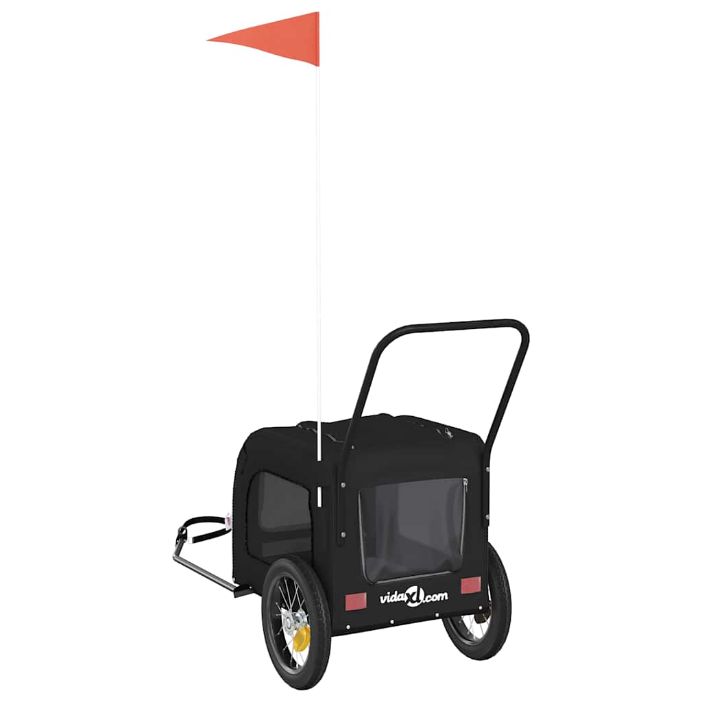 Sykkelvogn for kjæledyr med lagring Svart 124,5 x 63,5 x 53 cm