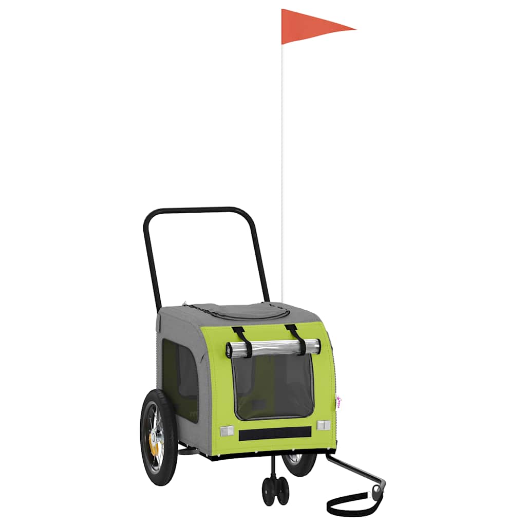 Sykkelvogn for kjæledyr Grønn og grå 124,5 x 63,5 x 53 cm