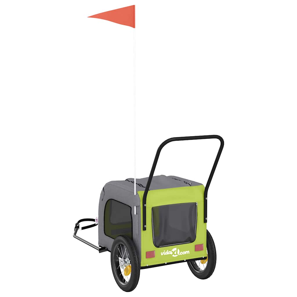 Sykkelvogn for kjæledyr Grønn og grå 124,5 x 63,5 x 53 cm