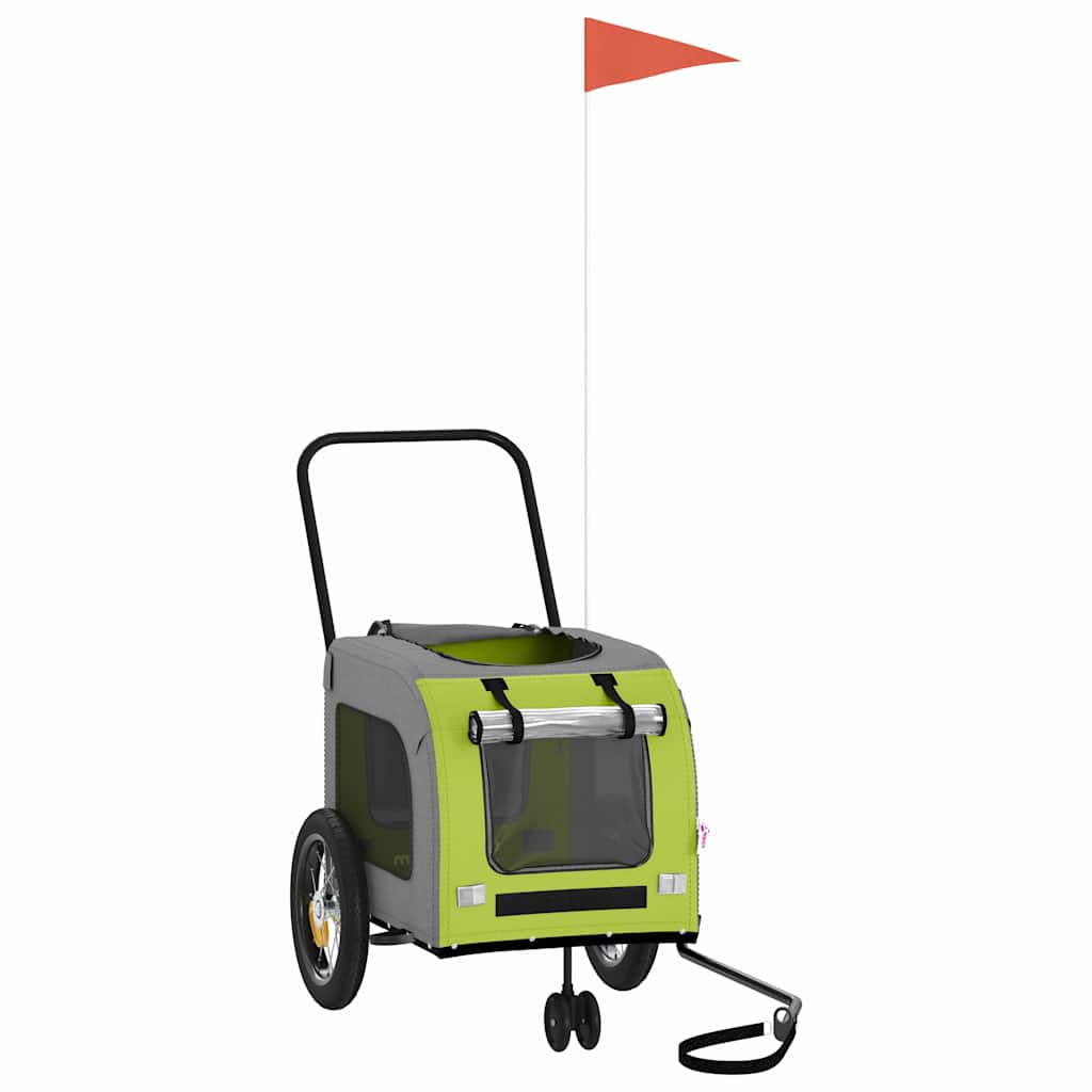 Sykkelvogn for kjæledyr Grønn og grå 124,5 x 63,5 x 53 cm