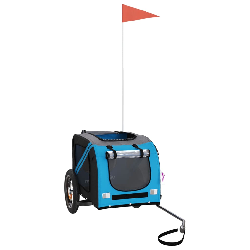 Kjæledyrsykkelhenger blå og grå oxfordstoff og jern