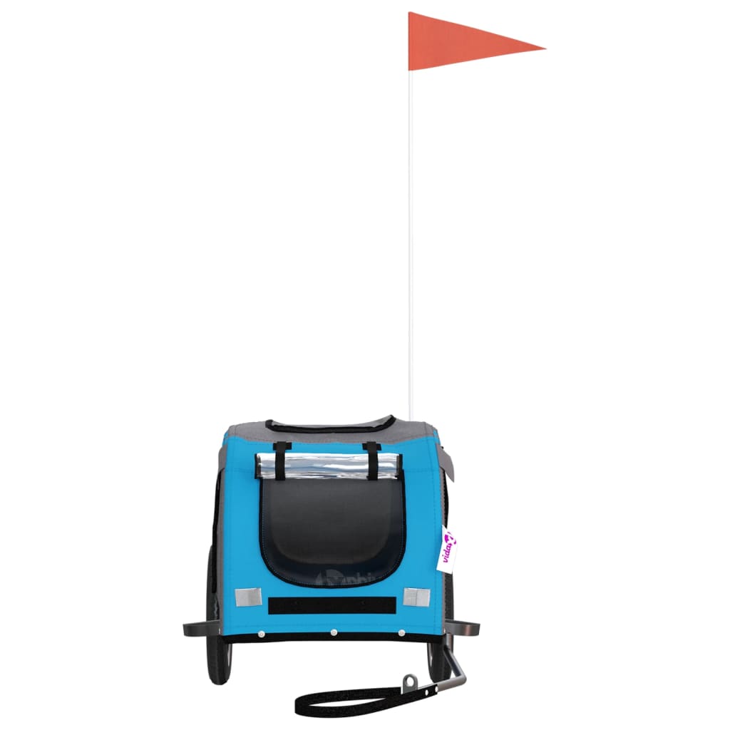 Kjæledyrsykkelhenger blå og grå oxfordstoff og jern