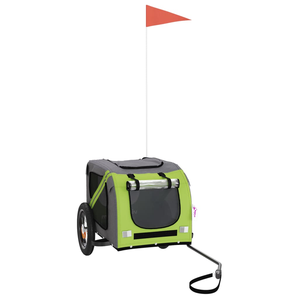 Kjæledyrsykkelhenger grønn og grå oxfordstoff og jern